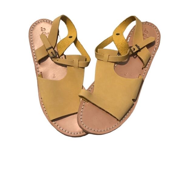 Lanapo Mustard Italian Leather Sandals Size 7 - Picture 1 of 15